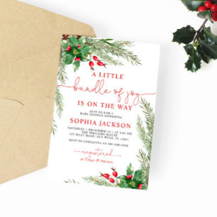 A Little Bundle Of Joy Christmas Baby Shower Invitation