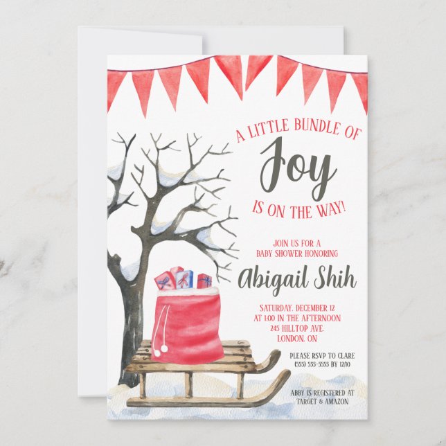 A Little Bundle of Joy is on the Way Baby Shower Invitation (Front)