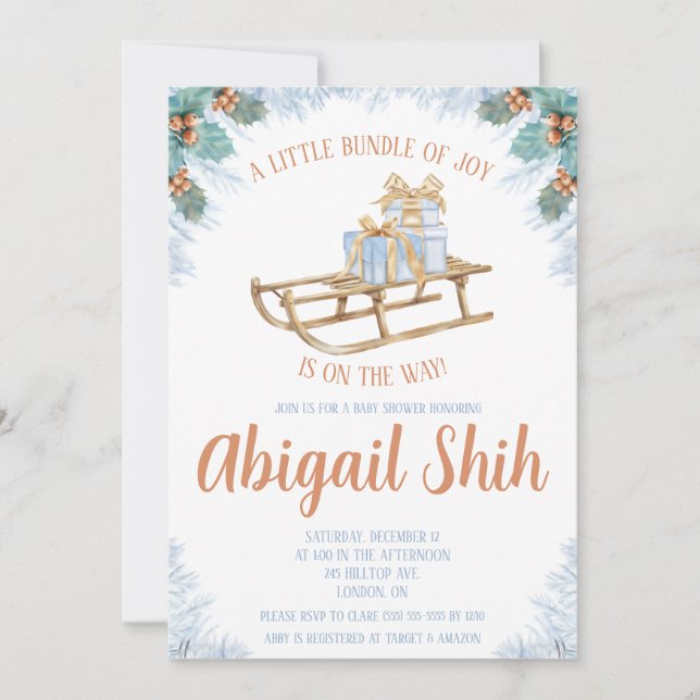 A Little Bundle of Joy is on the Way Baby Shower Invitation (Front)