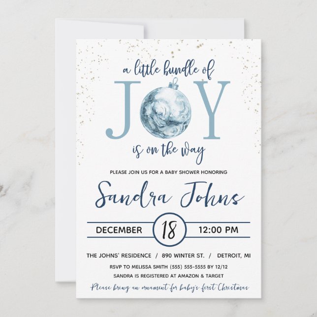 A Little Bundle of Joy is on the Way Baby Shower Invitation (Front)
