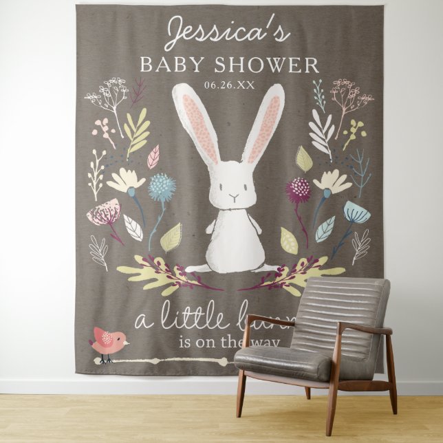 A Little Bunny Baby Shower Decor Tapestry (In Situ)