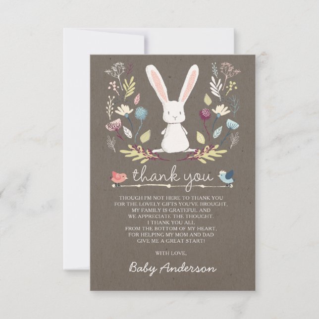 A Little Bunny Baby Shower Thank You Card (Front)