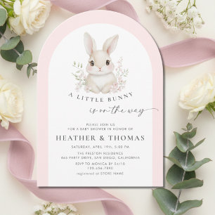 A Little Bunny Elegant Pink Arch Baby Shower Invitation