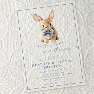 A Little Bunny Elegant Slate Blue Baby Shower Acrylic Invitations