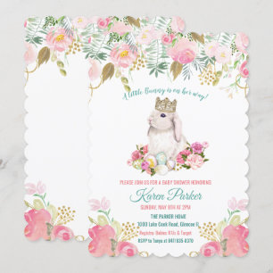 A Little Bunny Floral Baby Shower Invitation