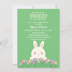 A Little Bunny Is On The Way Baby Girl Shower Invitation
