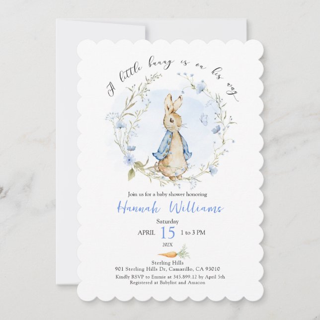 A little bunny is on the way baby shower Arch Invitation (Front)