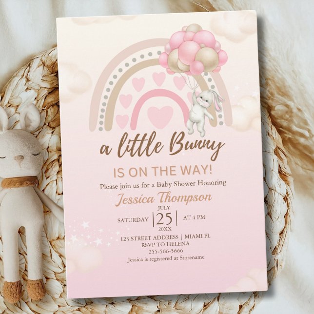 A Little Bunny is on the Way Baby Shower Girl Invitation (Creator Uploaded)