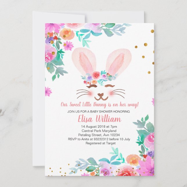 A Little Bunny Is On The Way Baby Shower Invitation (Front)