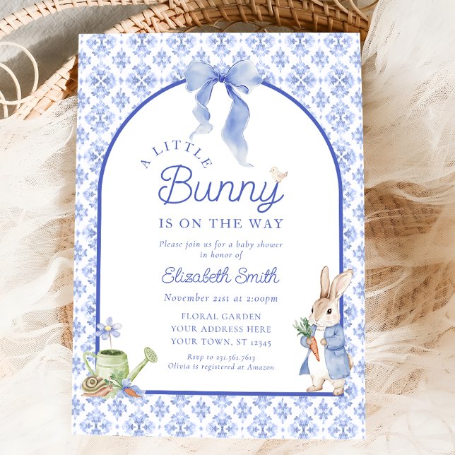 A Little Bunny Is On The Way Baby Shower Invitation (Creator Uploaded)