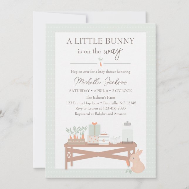 A Little Bunny is on the Way Baby Shower Invites (Front)