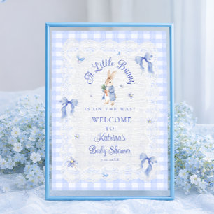 A Little Bunny Is On The Way Baby Shower Welcome Poster