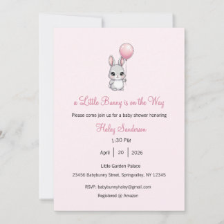 A Little Bunny is on the Way Invitation, Baby  Invitation