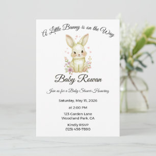 A Little Bunny is on the Way Pastel Olive Green Invitation