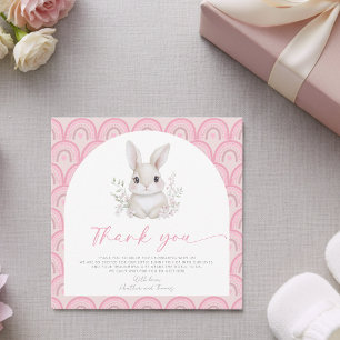 A Little Bunny Pink Rainbow Baby Shower  Thank You Card