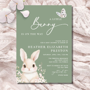 A Little Bunny Sage Green Baby Shower Invitation