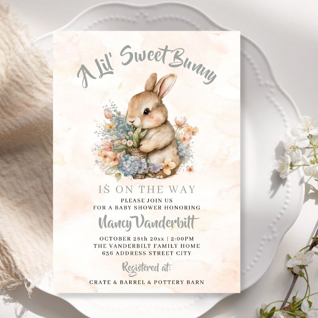 A Little Bunny Wildflower Baby Shower Invitation (Creator Uploaded)