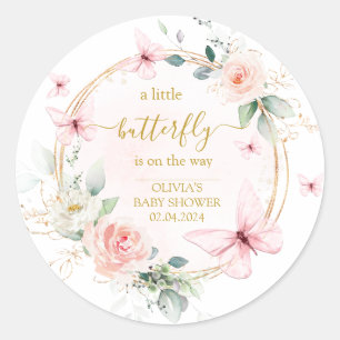 A little butterfly baby shower  classic round sticker