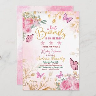 A little butterfly baby shower Girl Watercolor Invitation