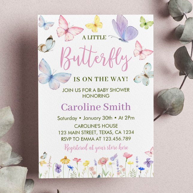 A Little Butterfly Baby Shower Invitation (Creator Uploaded)