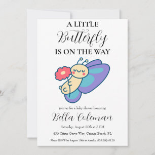 a little butterfly baby shower invitations