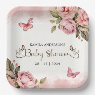 A Little Butterfly Baby Shower Paper Plate