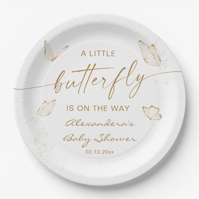 A Little Butterfly Baby Shower Paper Plate (Front)