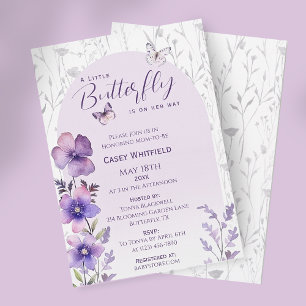 A Little Butterfly Baby Shower Purple Wildflower Invitation