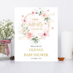 A little butterfly baby shower welcome sign