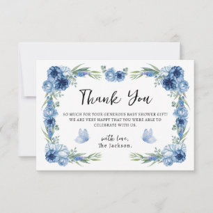 A Little Butterfly Blue Floral Rustic Thank You 