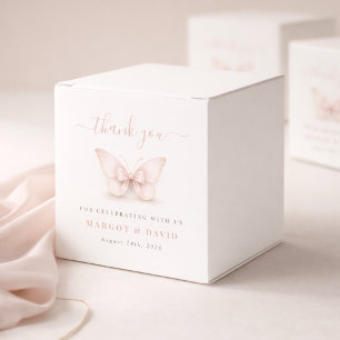 A Little Butterfly Blush Pink Bow Baby Shower Favour Box