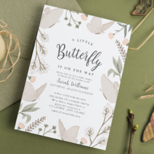 A Little Butterfly Botanical Whimsical Baby Shower Invitation