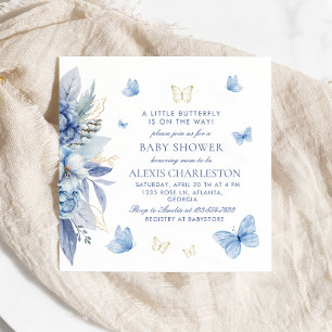 A Little Butterfly Boy Baby Shower  Invitation