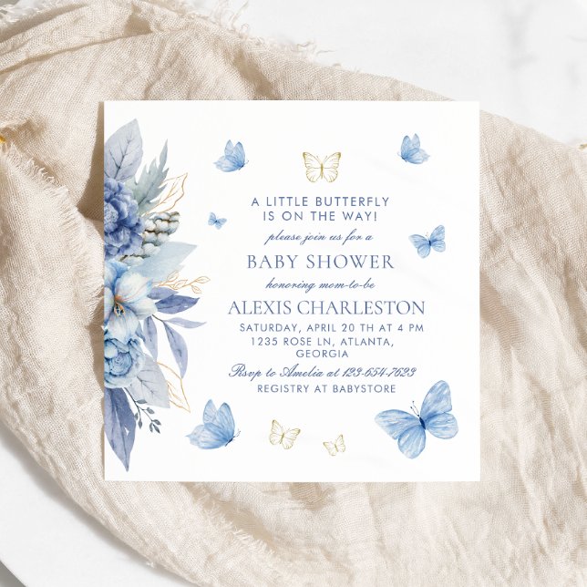 A Little Butterfly Boy Baby Shower  Invitation (Creator Uploaded)