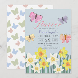A Little Butterfly Daffodil Girl Birthday Invitation