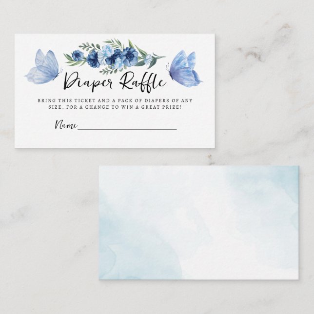 A Little Butterfly Diaper Raffle Baby Shower Enclosure Card (Front/Back)