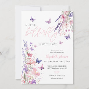 A Little Butterfly Floral Baby Shower All In One Invitation