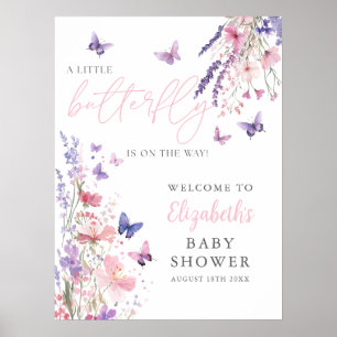 A Little Butterfly Floral Baby Shower Welcome Sign