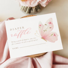 A Little Butterfly Floral Diaper Raffle Card