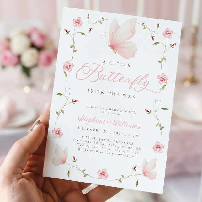 A Little Butterfly Floral Garden Baby Shower Invitation (Creator Uploaded)