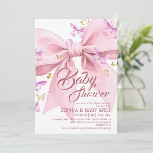 A little Butterfly Gold Watercolor Baby Shower Invitation