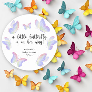 A Little Butterfly is on her way Baby Shower Classic Round Sticker