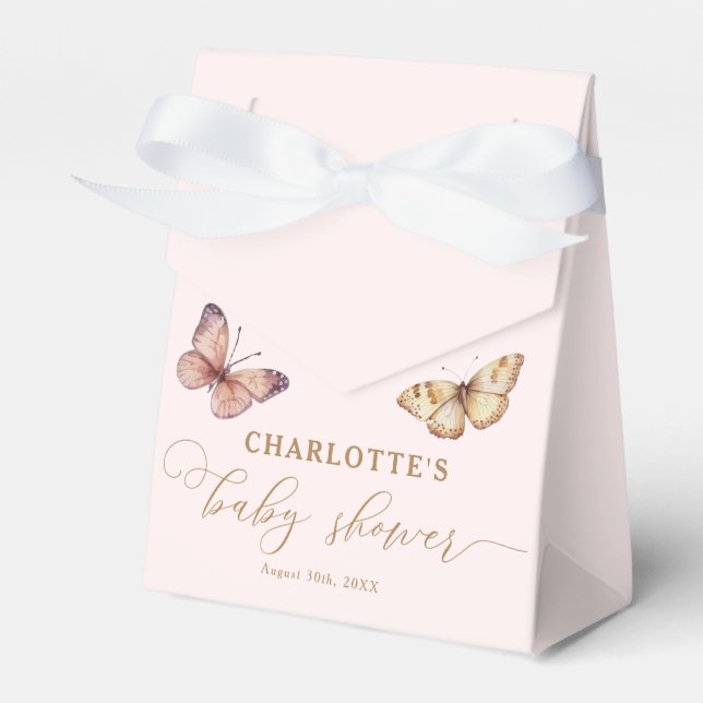 A Little Butterfly Is On Her Way Baby Shower Favour Box (Front Side)