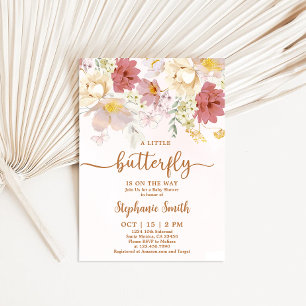 A Little Butterfly Is On Her Way Baby Shower Girl Invitation