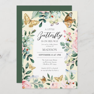 A Little Butterfly Is On Her Way Baby Shower  Invitation