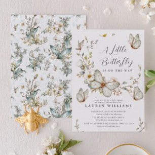 A Little Butterfly Is On Her Way Baby Shower Invitation