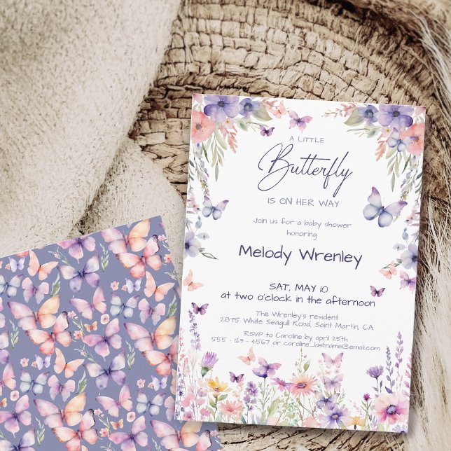 A Little Butterfly is on her way Baby Shower Invitation (Creator Uploaded)