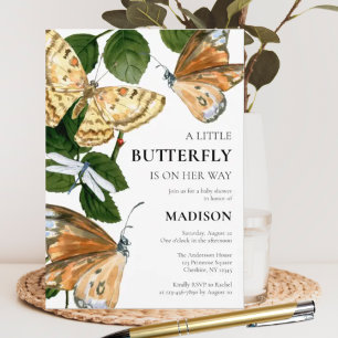 A Little Butterfly Is On Her Way Baby Shower Invitation