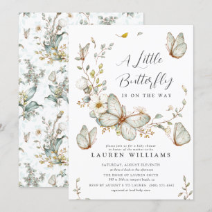 A Little Butterfly Is On Her Way Baby Shower Invitation