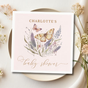 A Little Butterfly Is On Her Way Baby Shower Napkin